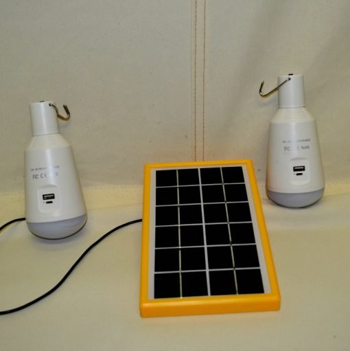 Two LED lights and solar panel