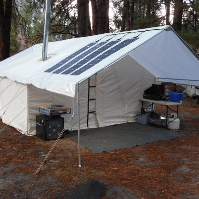 Canvass Tent with solar panels